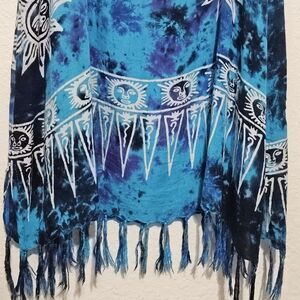 Blue Tie Dye Sun Patterned Dress. One Size.